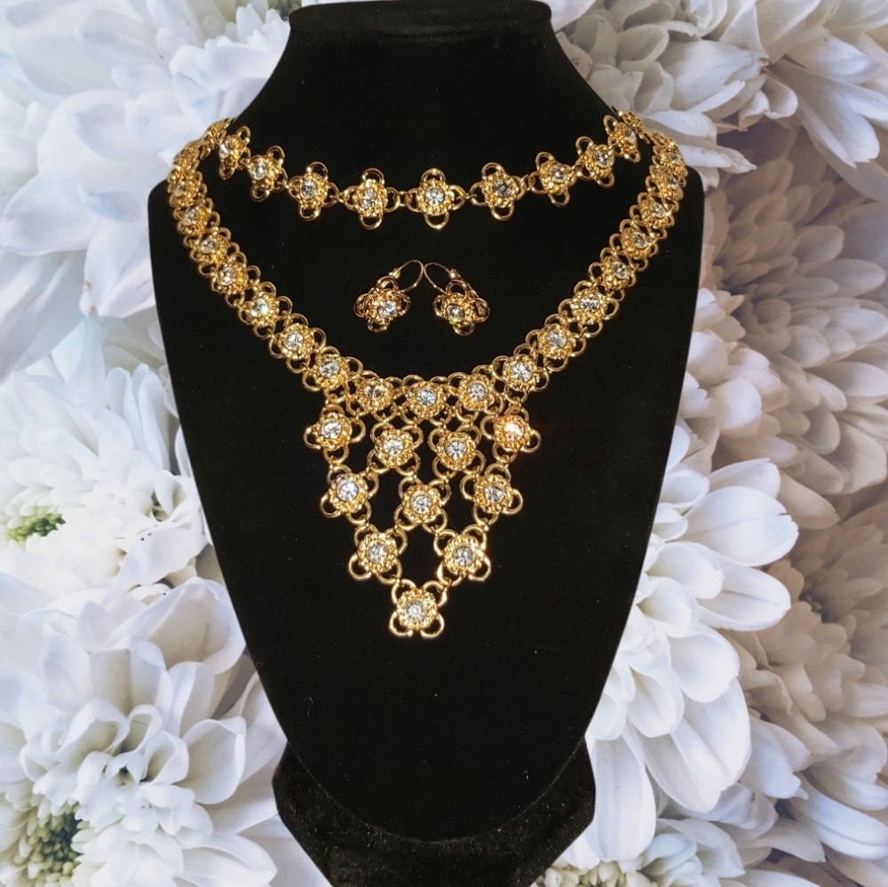 Fifth Avenue Collection Gold Plated Necklace, Bracelet and Earrings Set